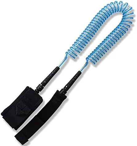 12FT Surfboard Leash 6MM SUP Surfing Leg Rope Stand Up Paddle Board Coiled Leash(7FT)