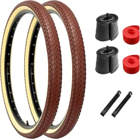2-Pack 26x2.125 Cruiser Bike Tires, Folding Replacement Tires for Beach Cruiser and Urban Commuting Bicycle