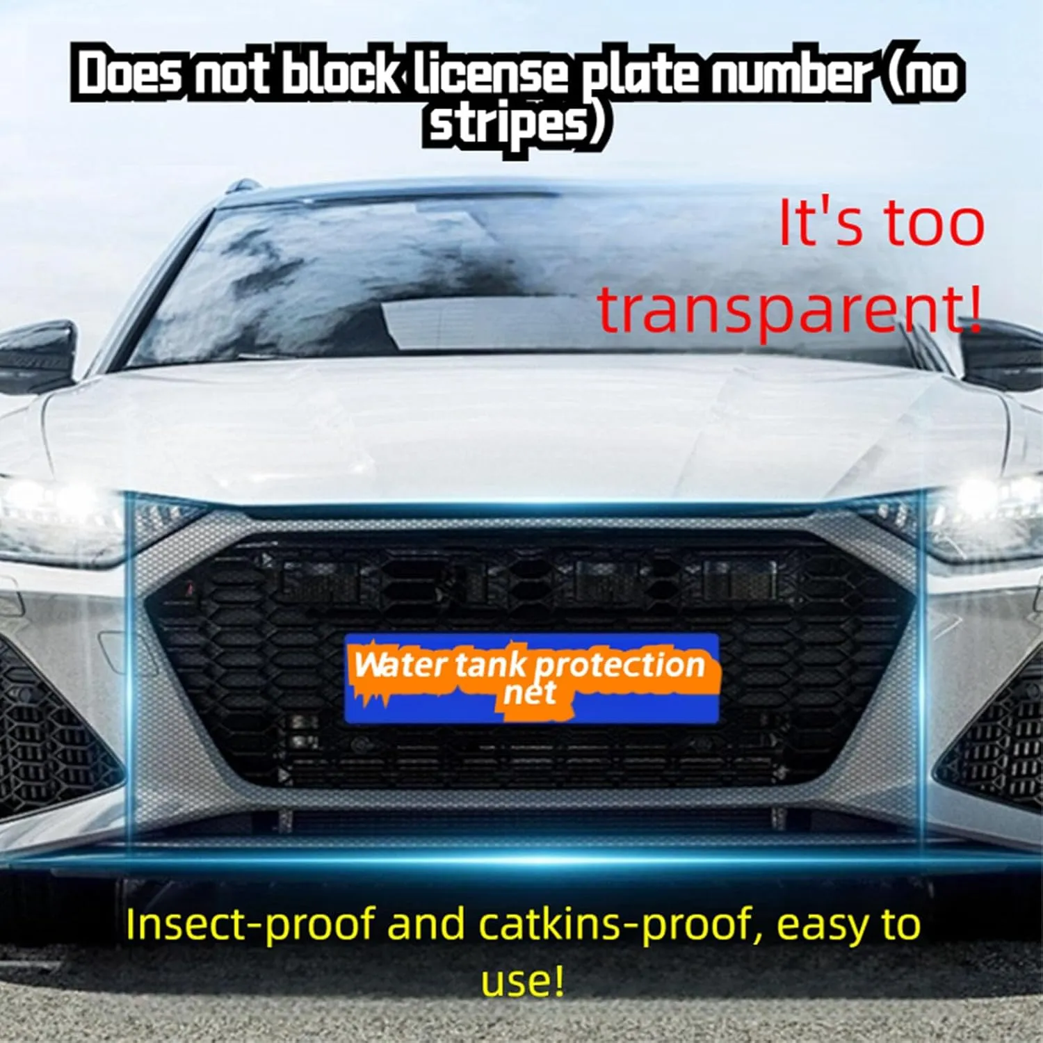 2025 New Car Anti-Sediment and Anti-Catkin Mesh - Universal Front Grill and Radiator Protection Net, Insect Screen for Vehicles - Car Net Mesh Screen (Black)