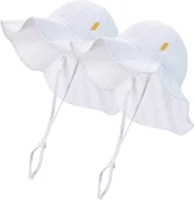 Baby & Toddler Wide Brim Sun Hats UPF 50  Sun Protection Bucket Cap Cute Adjustable Hat in Seersucker
