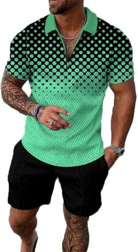 BIRW Mens Short Sets 2 Piece Outfits Polo Shirt Fashion Summer Tracksuits Casual Set Short Sleeve and Shorts Set for Men
