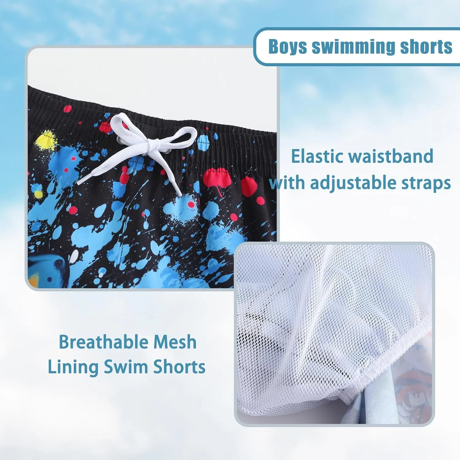 Boys Swim Trunks Quick Dry Swim Shorts for Kids Boys Beach Board Shorts Summer Surfing Swimwear 3-16 Years