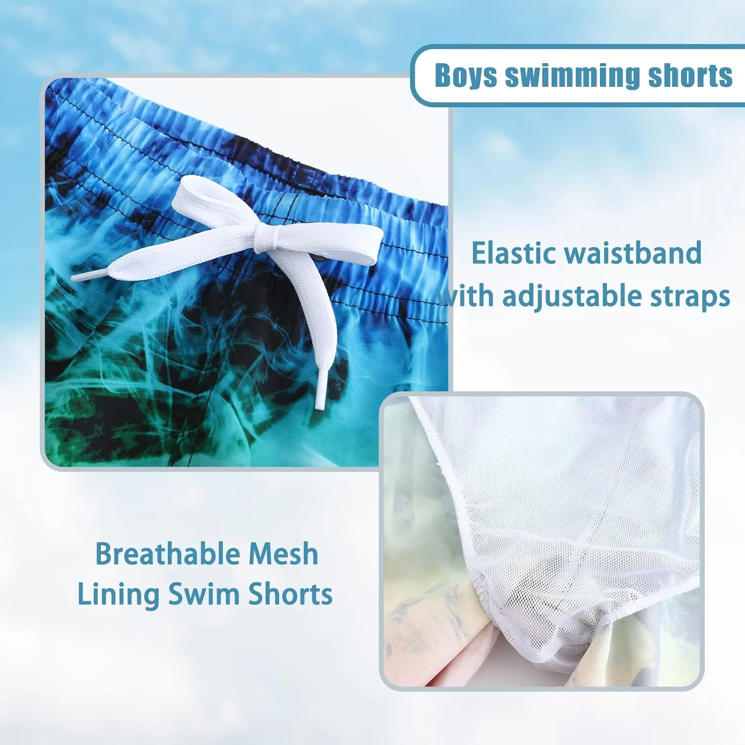 Boys Swim Trunks Quick Dry Swim Shorts for Kids Boys Beach Board Shorts Summer Surfing Swimwear 3-16 Years