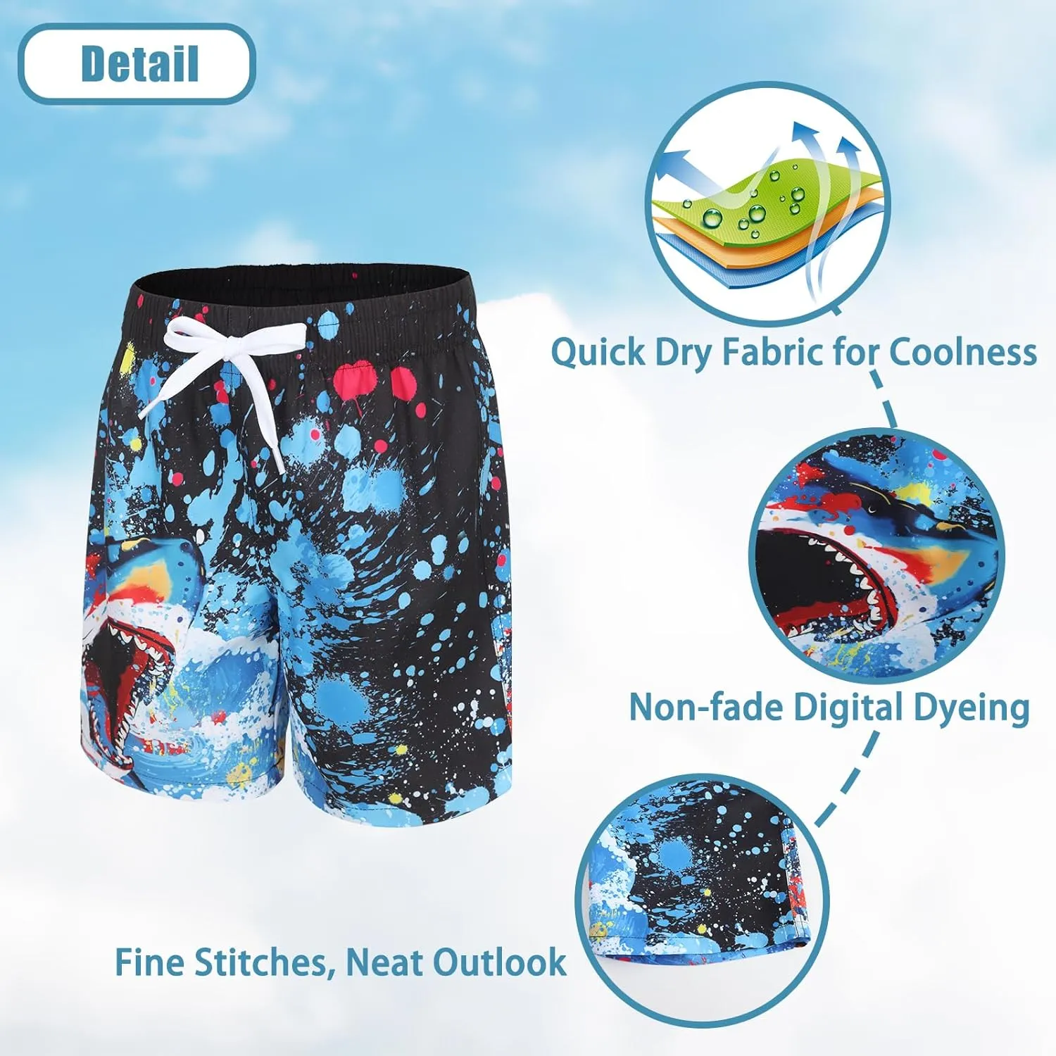 Boys Swim Trunks Quick Dry Swim Shorts for Kids Boys Beach Board Shorts Summer Surfing Swimwear 3-16 Years