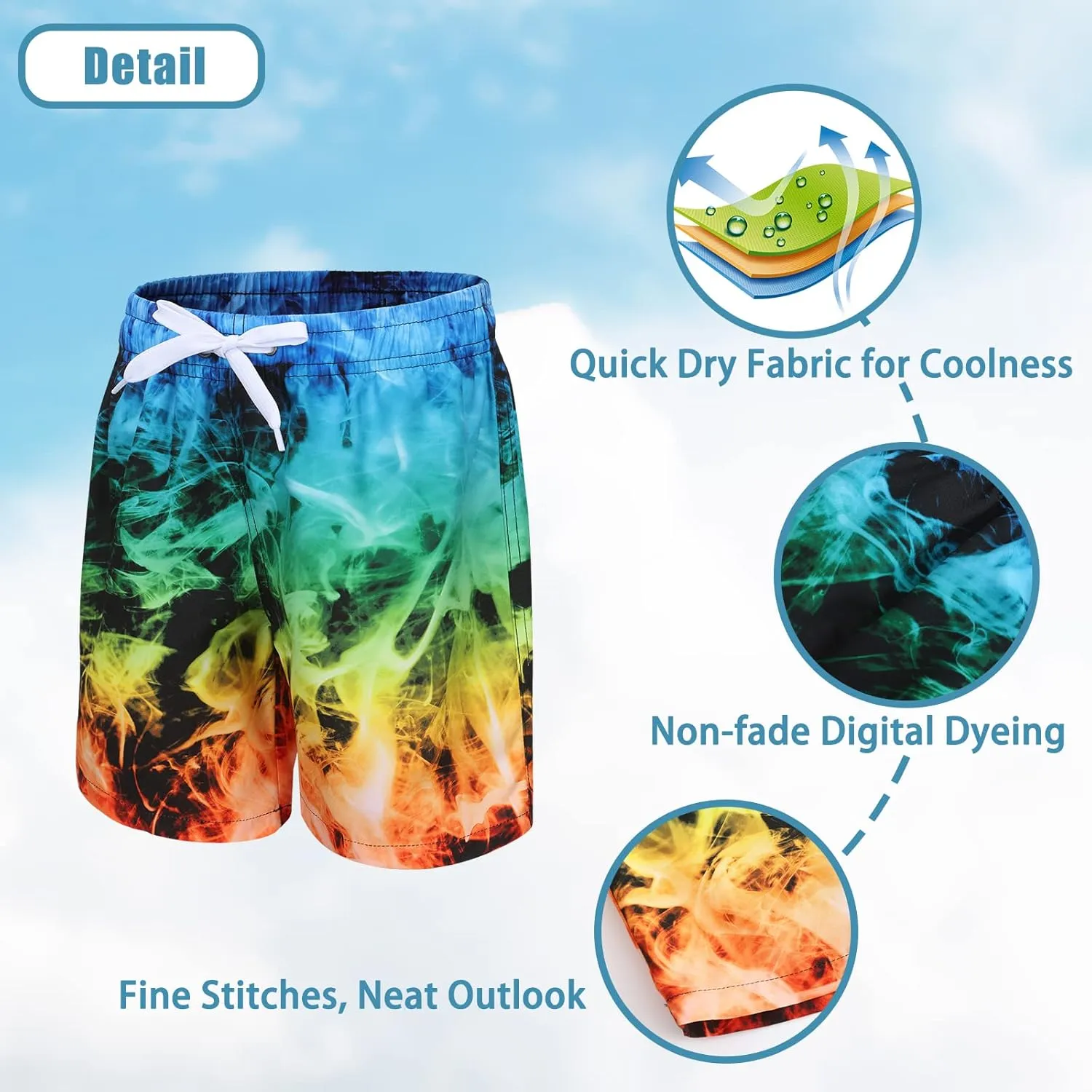 Boys Swim Trunks Quick Dry Swim Shorts for Kids Boys Beach Board Shorts Summer Surfing Swimwear 3-16 Years