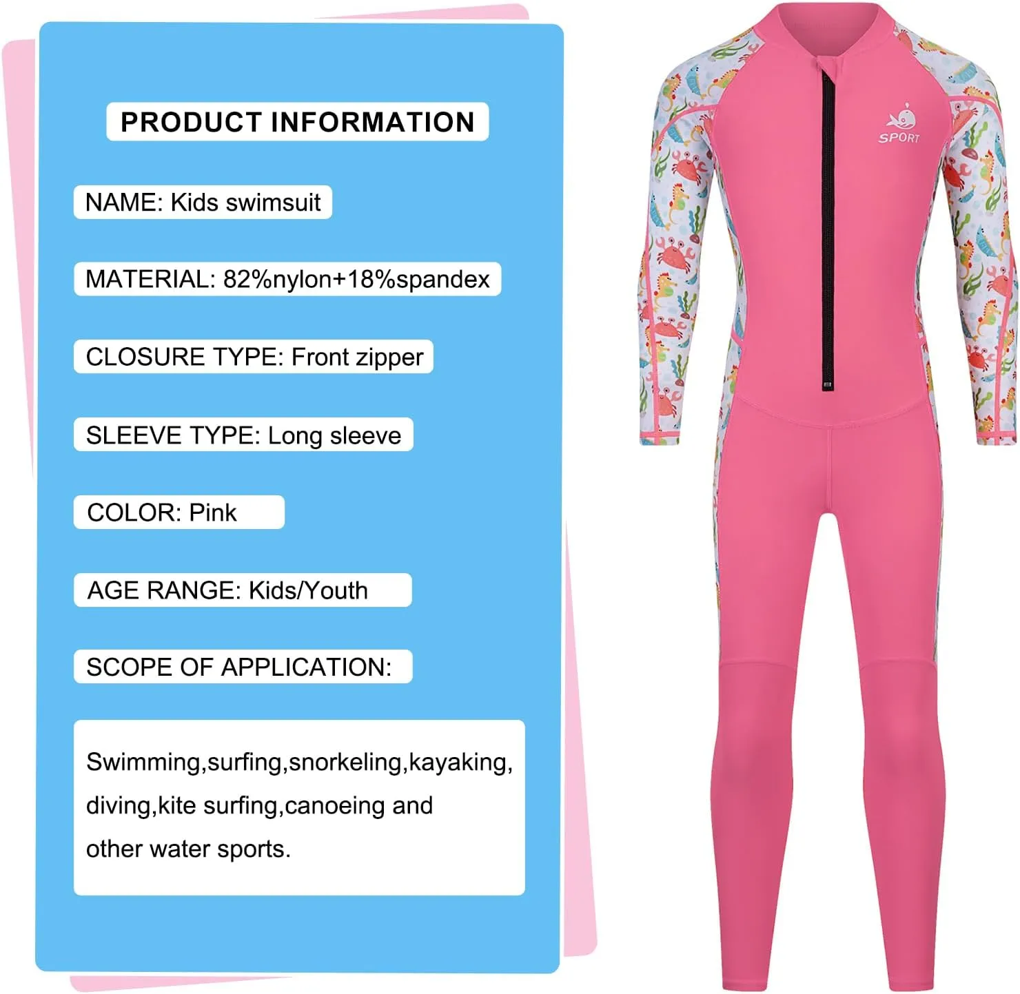 Dive Skins Suit for Kids Girls Boys Toddler and Youth Scuba Diving Full Body Swimsuit 1mm Snorkel Rash Guard Water Sports Workout for Swimming Surfboard Surfing