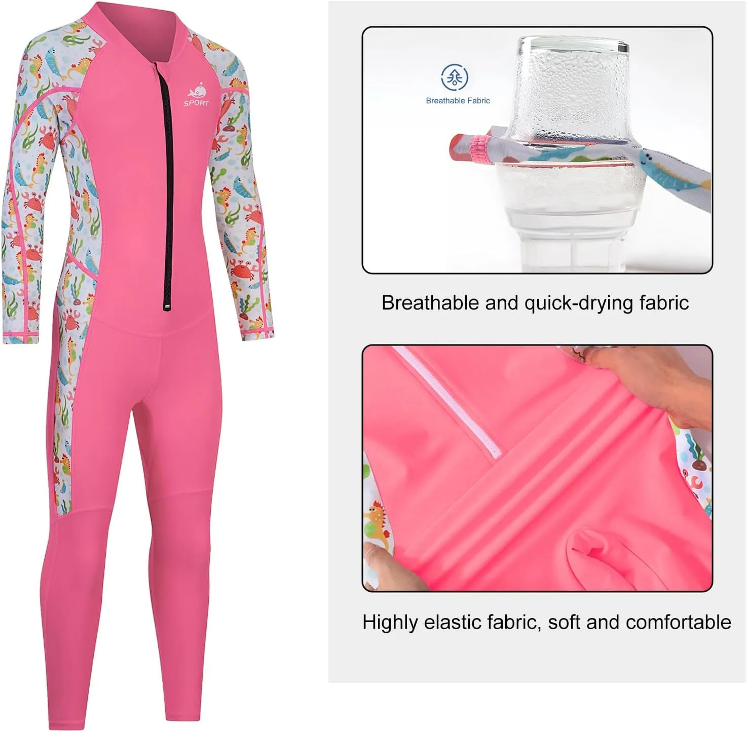 Dive Skins Suit for Kids Girls Boys Toddler and Youth Scuba Diving Full Body Swimsuit 1mm Snorkel Rash Guard Water Sports Workout for Swimming Surfboard Surfing