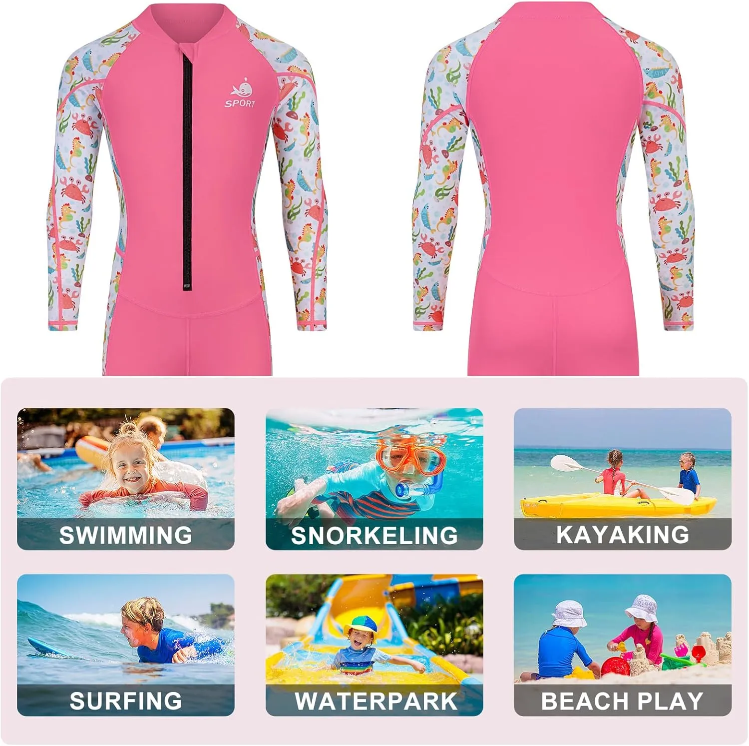 Dive Skins Suit for Kids Girls Boys Toddler and Youth Scuba Diving Full Body Swimsuit 1mm Snorkel Rash Guard Water Sports Workout for Swimming Surfboard Surfing