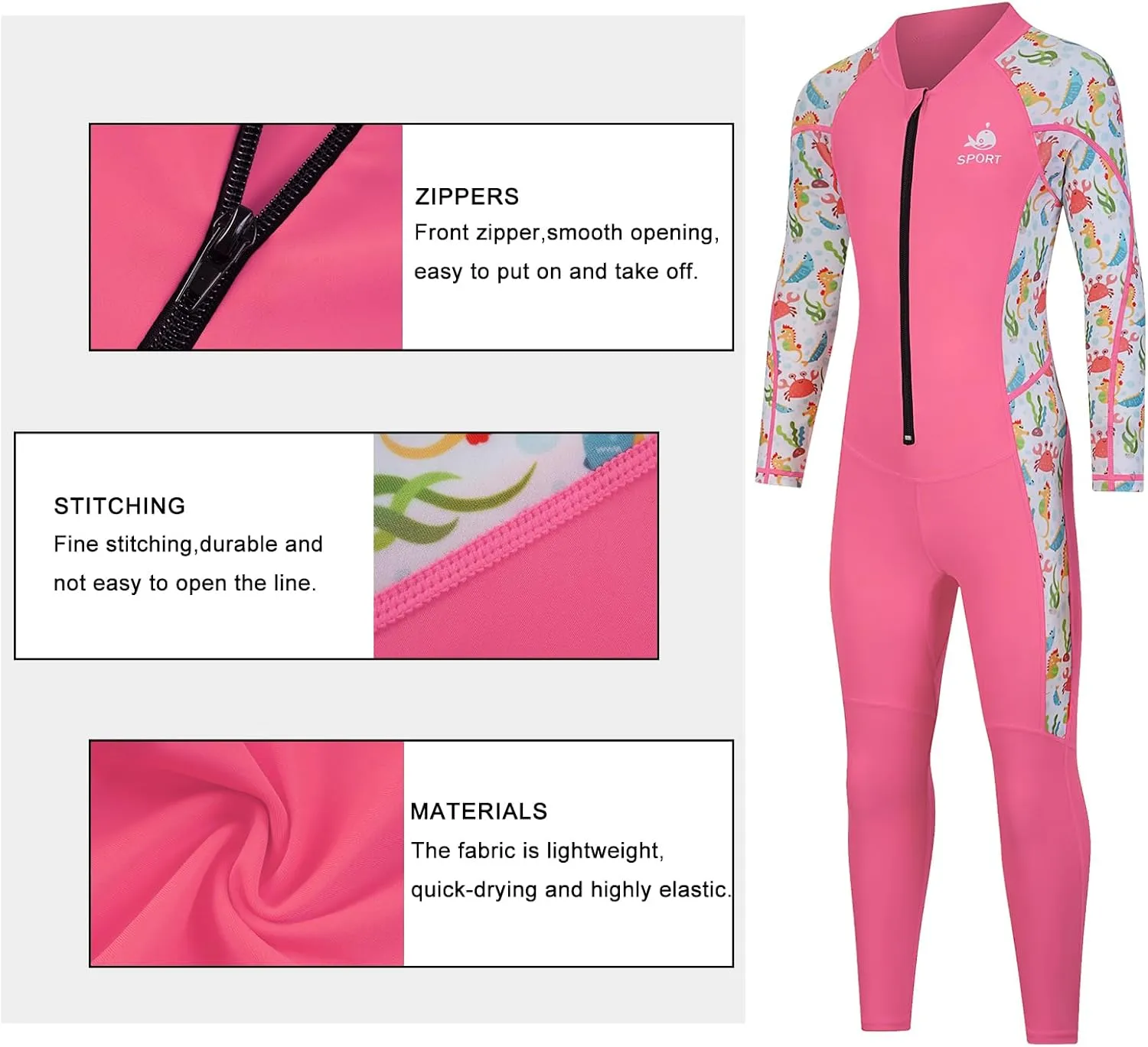 Dive Skins Suit for Kids Girls Boys Toddler and Youth Scuba Diving Full Body Swimsuit 1mm Snorkel Rash Guard Water Sports Workout for Swimming Surfboard Surfing