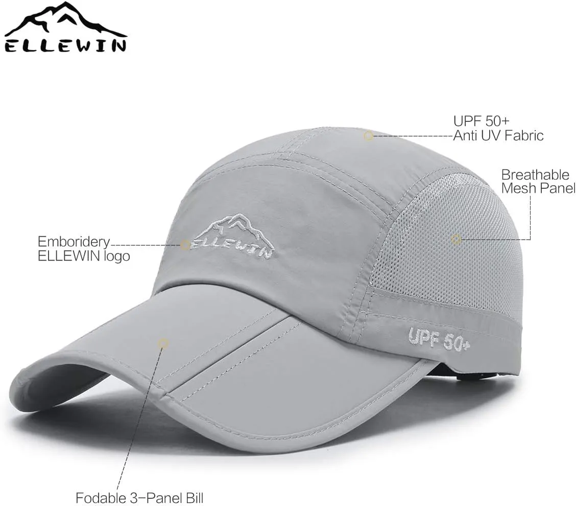 ELLEWIN 2 Pack Unisex Baseball Cap Foldable Sports Hat with UPF 50  Runing Hat