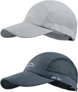 ELLEWIN 2 Pack Unisex Baseball Cap Foldable Sports Hat with UPF 50  Runing Hat