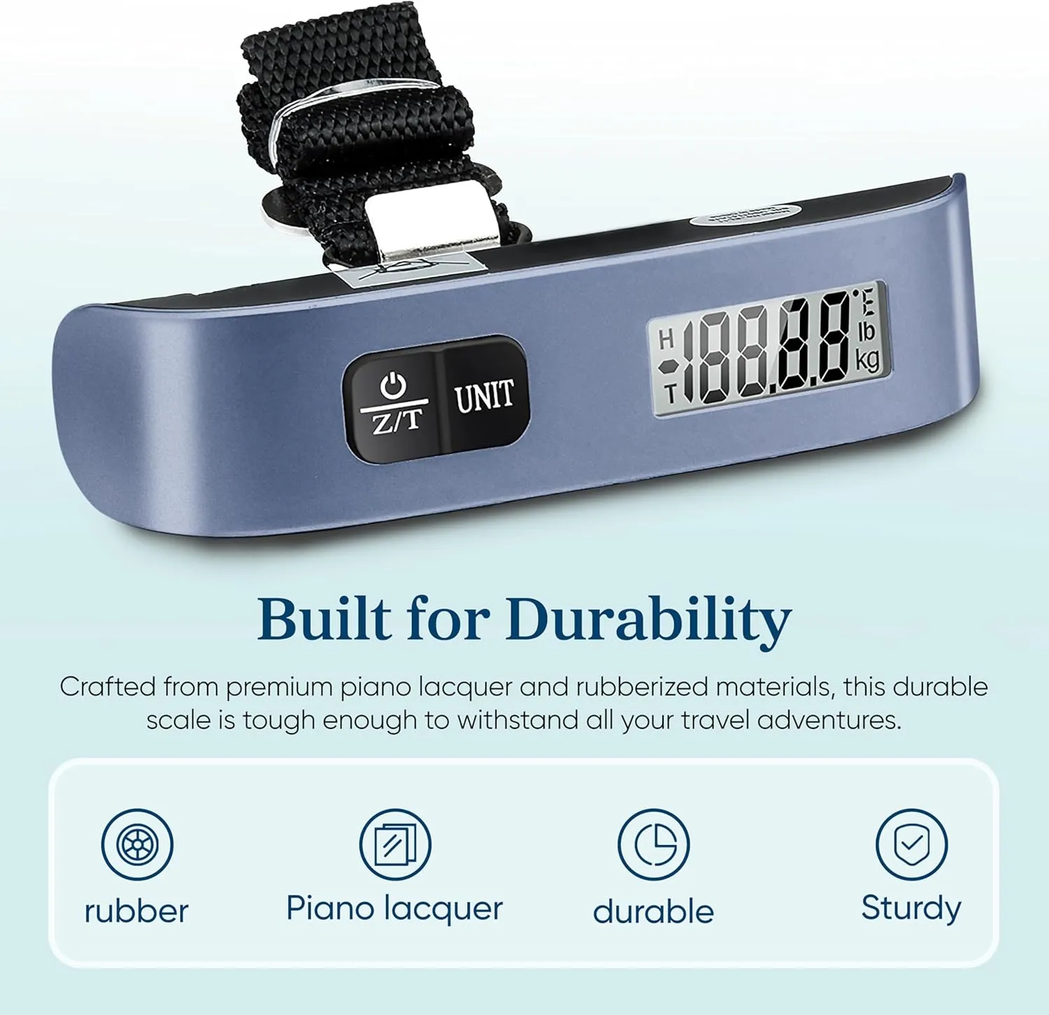 Etekcity Luggage Scale for Travel Essentials, Digital Suitcase Weight Scale with Hook, Travel Accessories for Portable Hanging Baggage, 110 Pounds, Battery Included