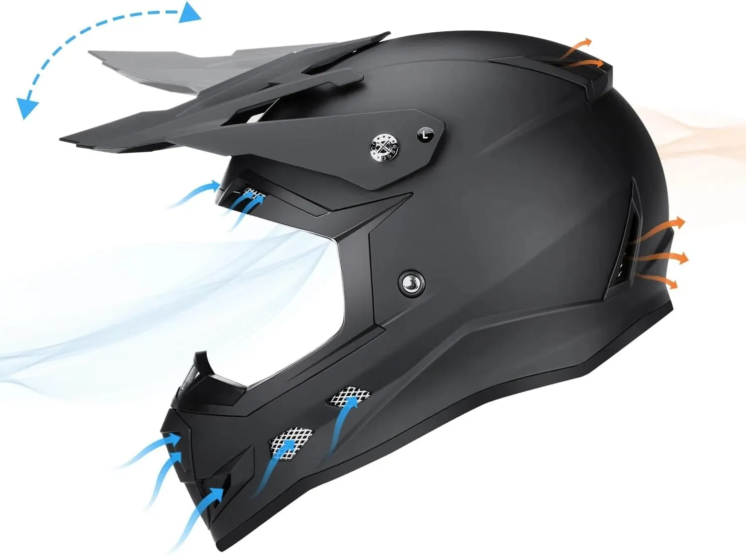 GLX GX623 Youth ATV/Dirt Bike Helmet Combo - Matte Black, Small - DOT
