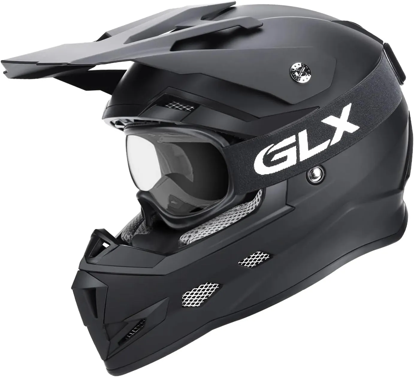 GLX GX623 Youth ATV/Dirt Bike Helmet Combo - Matte Black, Small - DOT