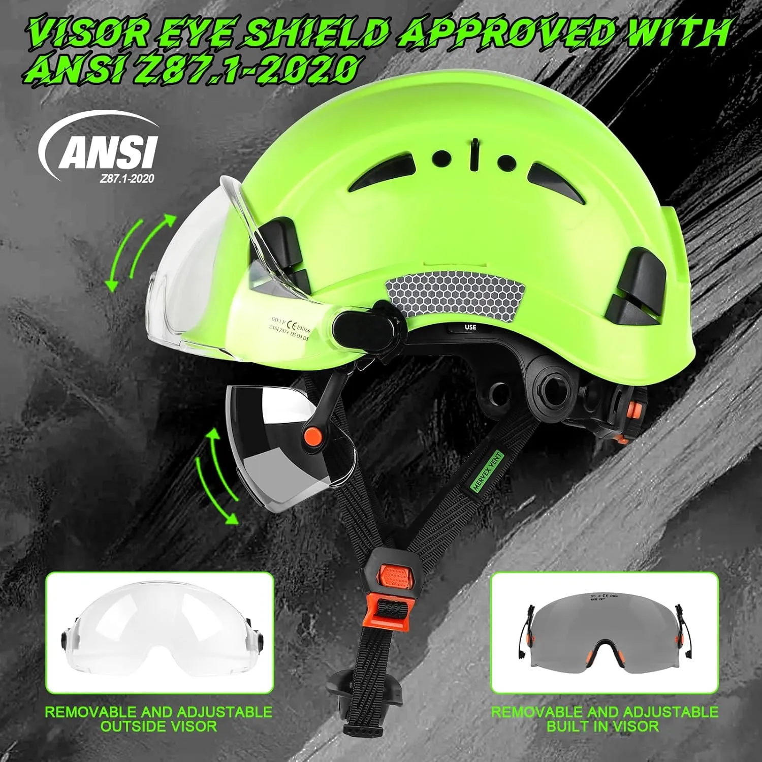 GREEN DEVIL Safety Hard Hat with Tinted & Clear Visor Vented Construction Helmet Cascos de Construccion ABS Work hardhats for Men