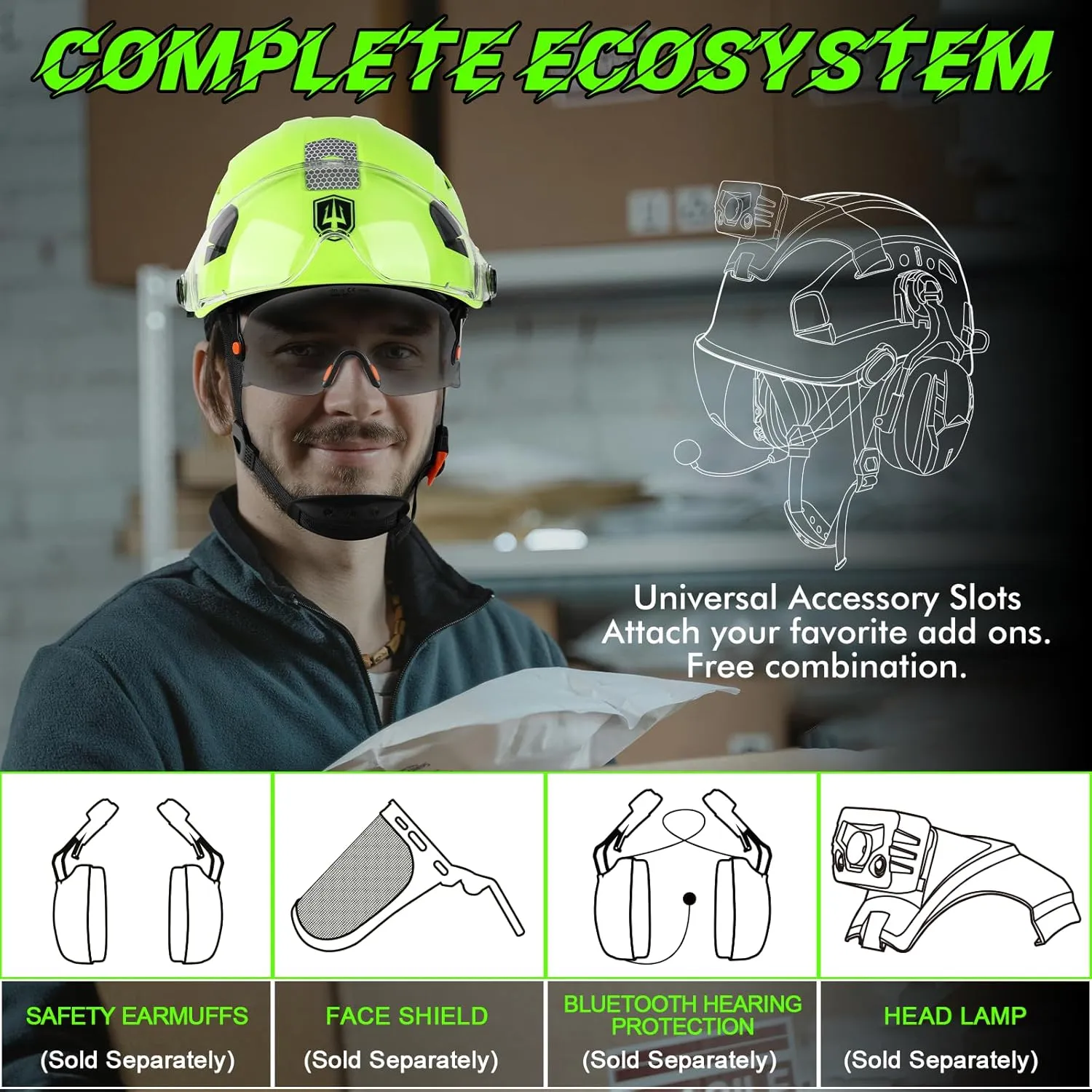 GREEN DEVIL Safety Hard Hat with Tinted & Clear Visor Vented Construction Helmet Cascos de Construccion ABS Work hardhats for Men