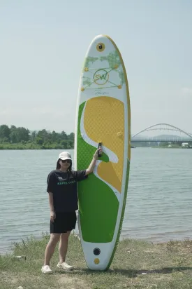 Inflatable Stand Up Paddle Board 11'x34 x6 with Accessories,Light Green Multi, Includes SUP Accessories