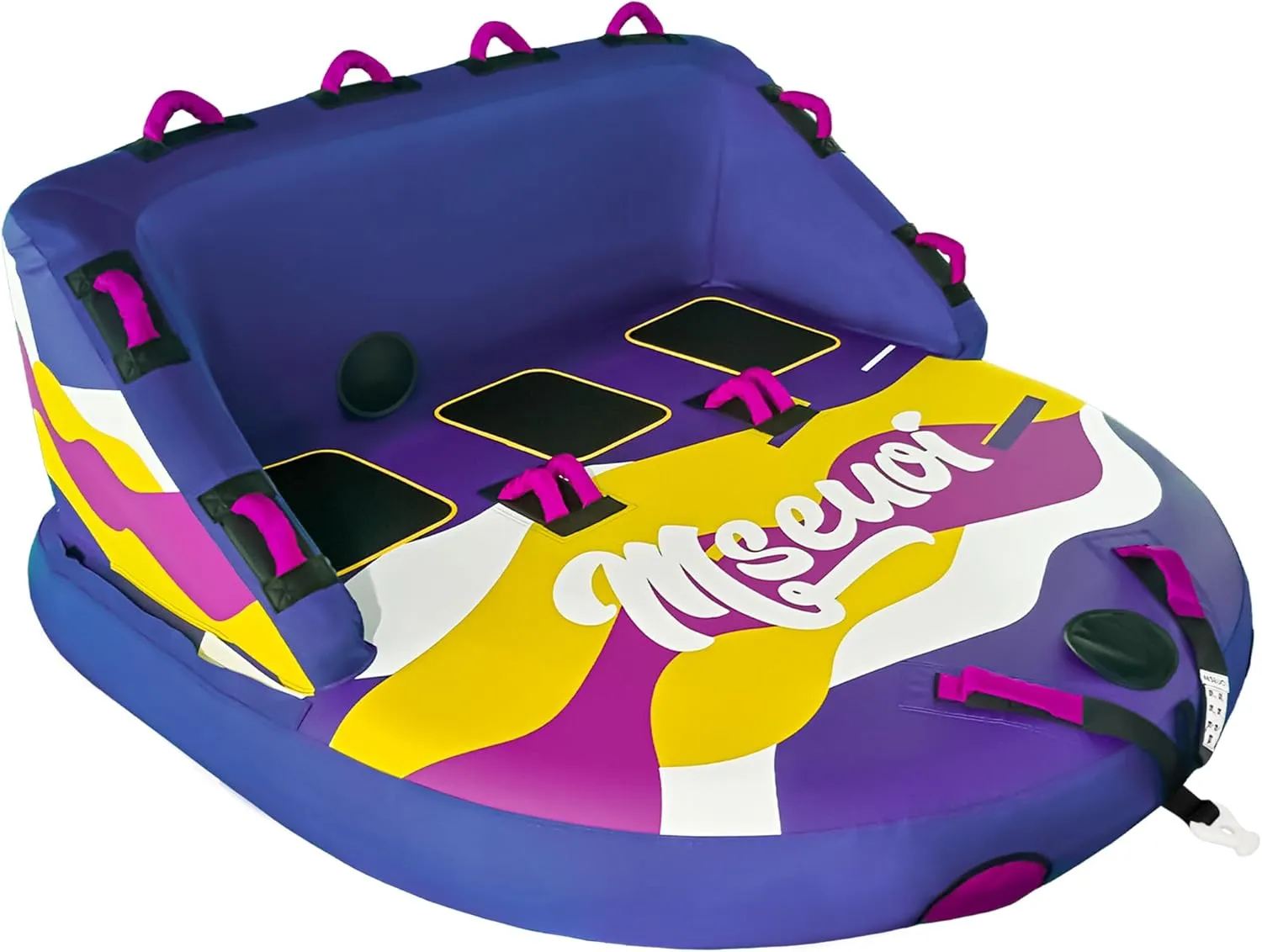Inflatable Water Towable Tube for Boats Heavy-Duty 1-3 Rider Tow Tube with Reinforced Handles, Quick-Connect Tow Rope, Rapid Air Valve