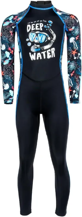 Kids Full Body Swimsuit One Piece Long Sleeve Wetsuit Skin Sun Protection Sunsuit Swimwear for Boys Girls