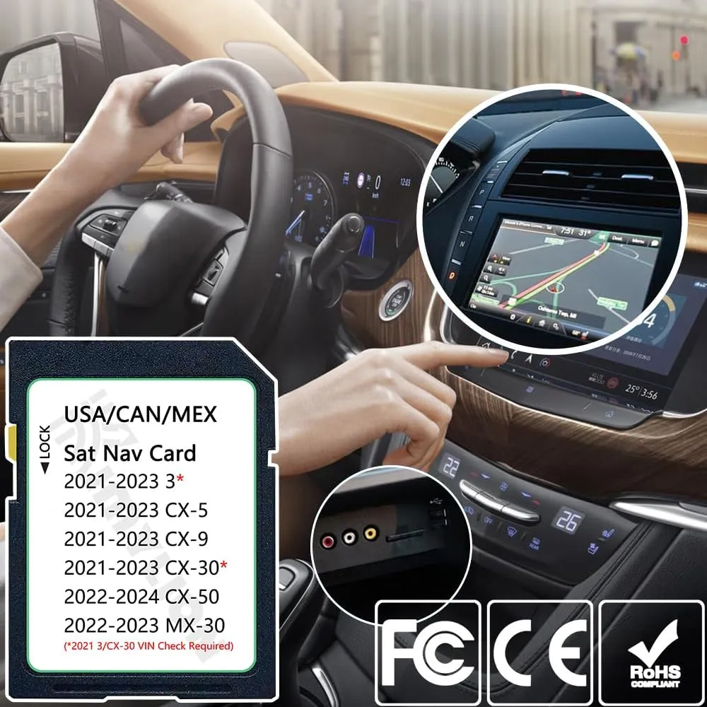 Latest Upgraded Navigation SD Card Compatible with 2021-2023 3 / CX-5 / CX-9 / CX-30, 2022-2024 CX-50, 2022-2023 MX-30, USA/CAN/MEX Maps