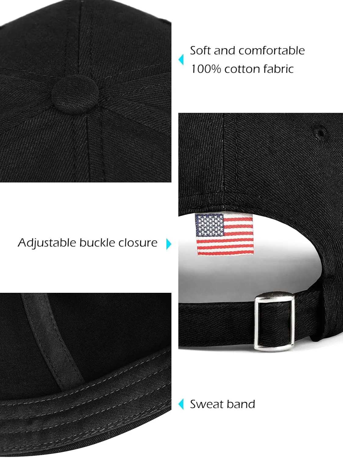 LCZTN 2 Pack American Flag Baseball Cap for Men Women,Low Profile USA Plain Dad Hat