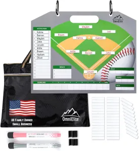 Magnetic Baseball Lineup Board for Dugout | Softball & Baseball Clipboard for Coaches | Dugout Organizer Includes 40 Magnets & Water-Resistant Carrying Bag for Storage and Transport