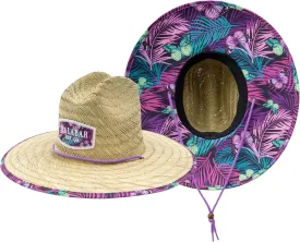 Malabar Hat Fabric Pattern Print Straw Sunhat Men & Women, Lifeguard Hat, Swim, Paddle Board, Boat, Fishing, Fits All