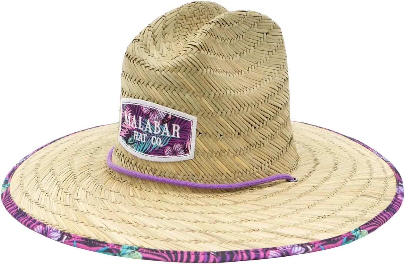 Malabar Hat Fabric Pattern Print Straw Sunhat Men & Women, Lifeguard Hat, Swim, Paddle Board, Boat, Fishing, Fits All