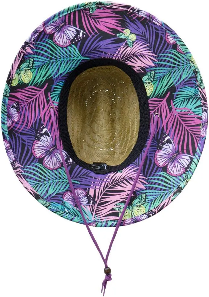 Malabar Hat Fabric Pattern Print Straw Sunhat Men & Women, Lifeguard Hat, Swim, Paddle Board, Boat, Fishing, Fits All