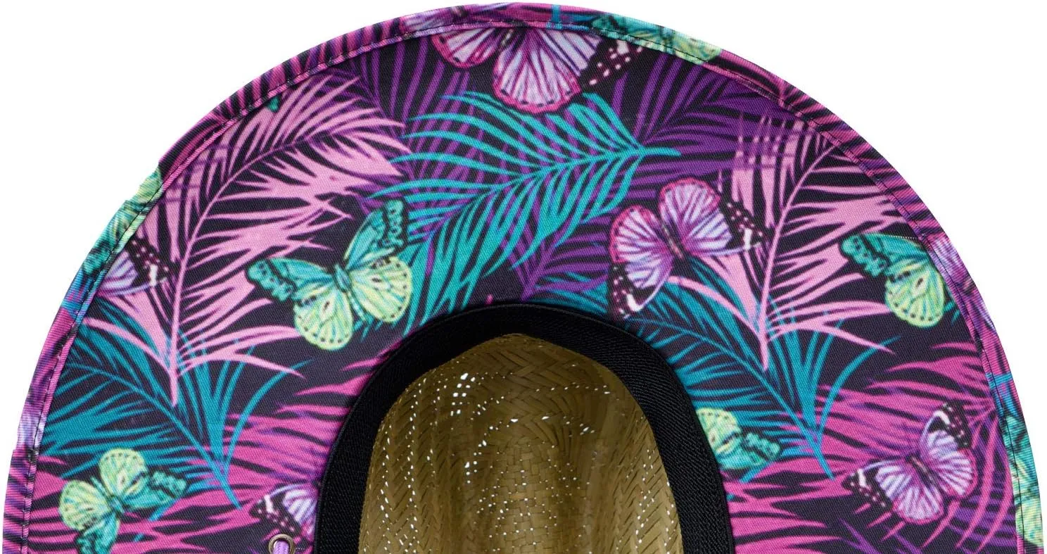 Malabar Hat Fabric Pattern Print Straw Sunhat Men & Women, Lifeguard Hat, Swim, Paddle Board, Boat, Fishing, Fits All