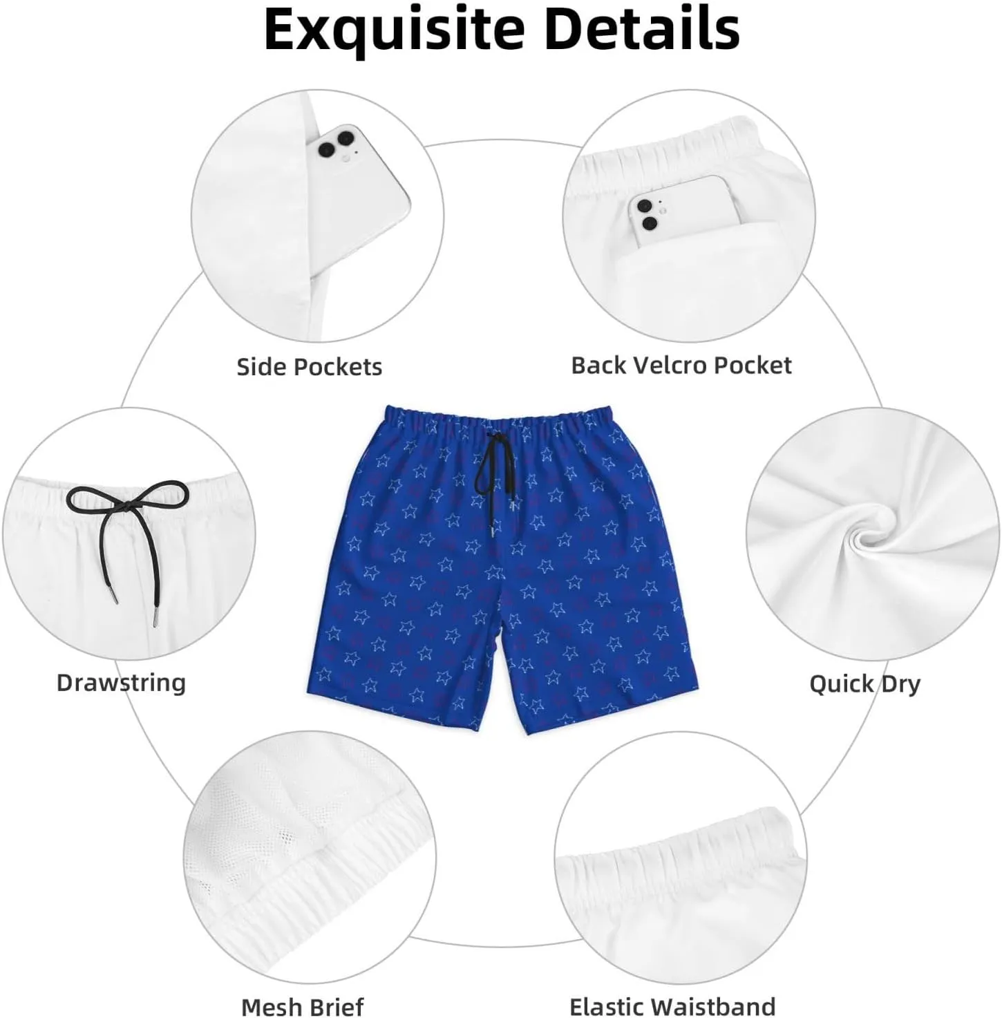Mens Swim Trunks with Mesh Lining,Quick Dry Swimsuit Board Shorts Beach Pants Swimwear Bathing Suits