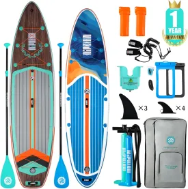 Niphean Inflatable Paddle Board, Niphean Inflatable Stand Up Paddle Board with Durable SUP Accessories, 11' and 10'6'' Stable Inflatable Paddle Boards for Adults & Youth of All Skill Levels