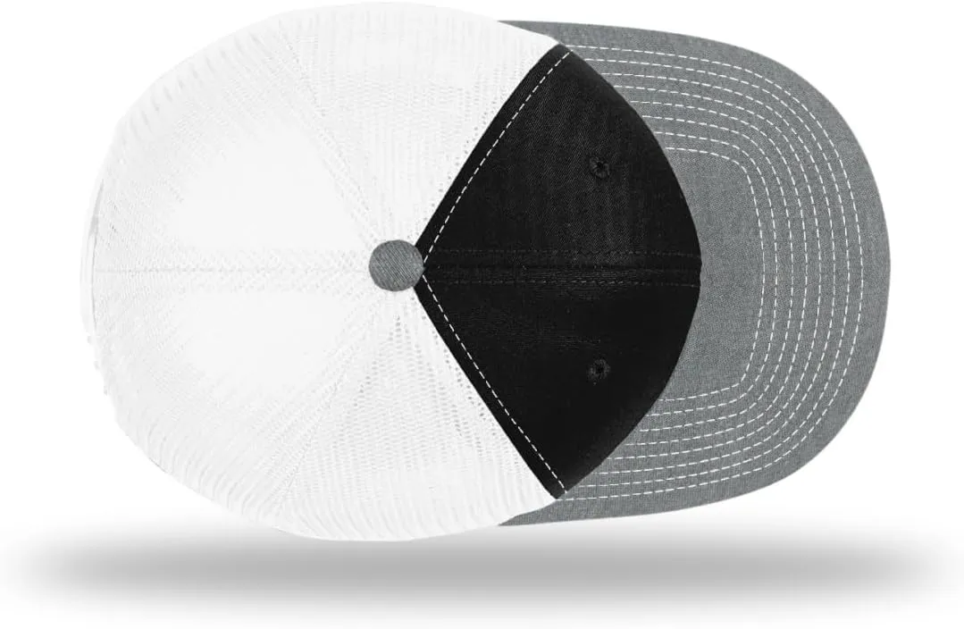 Richardson American Gulf Hat, Trucker Style Mesh Back Cap with Custom Laser Engraved Leather Patch