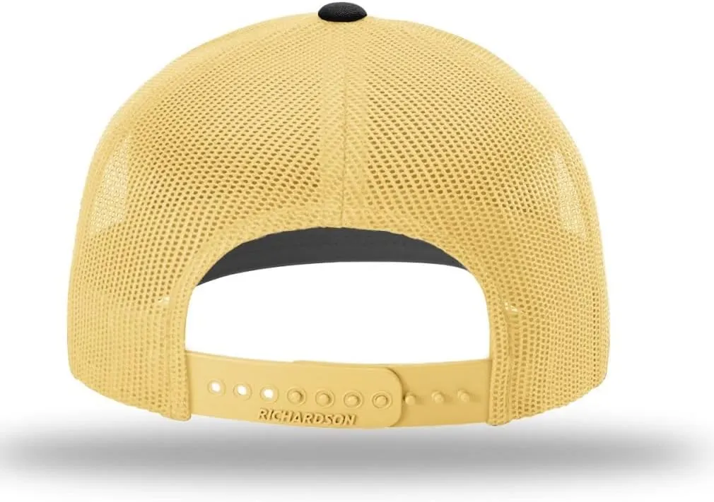 Richardson American Gulf Hat, Trucker Style Mesh Back Cap with Custom Laser Engraved Leather Patch