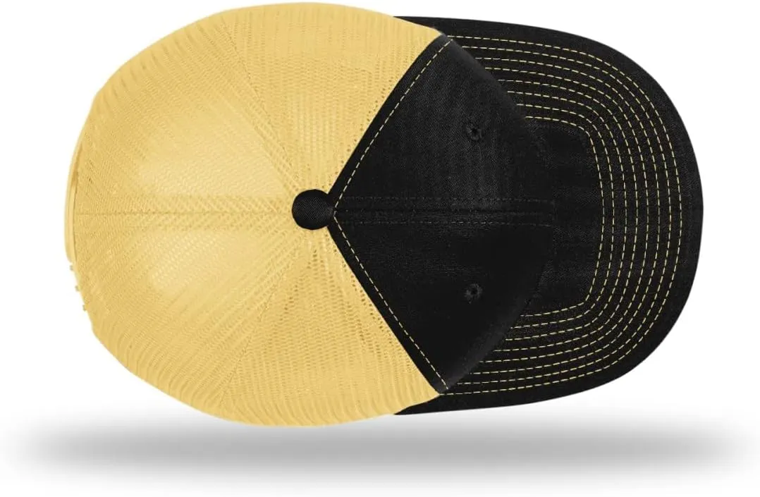 Richardson American Gulf Hat, Trucker Style Mesh Back Cap with Custom Laser Engraved Leather Patch