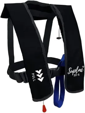 Suptmv Inflatable Life Jacket Life Vest Basic Automatic/Manual (MC901-150A-BLA)