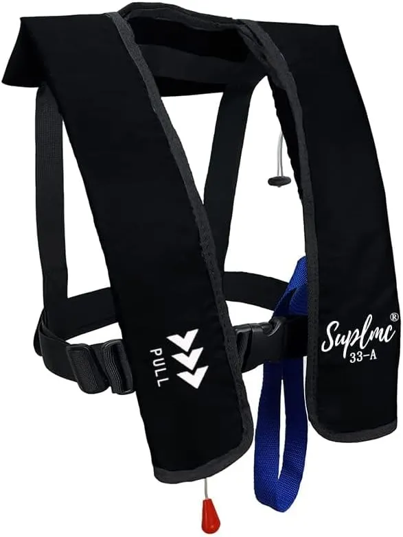 Suptmv Inflatable Life Jacket Life Vest Basic Automatic/Manual (MC901-150A-BLA)