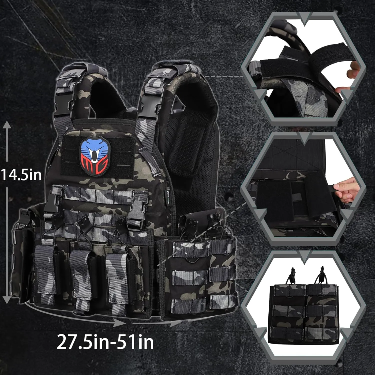 Tactical Vest for Men Molle Security Airsoft Vest Adult