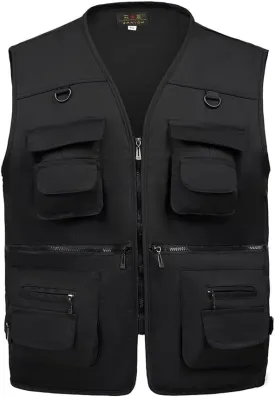 TOLOER Men's Summer Fishing Vest Multi Pockets Casual Vests Waterproof Quick Dry Outdoor Mountain Photography