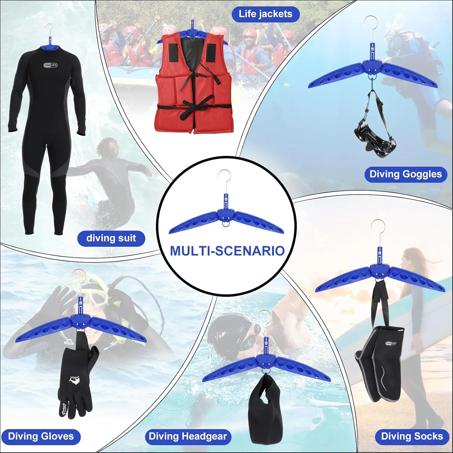 Wetsuit Hanger, Gimilife Surfing & Scuba Diving Accessory, Perfect to Dry Wetsuit Drysuit Life Jacket or BCD, Quick Dry Foldable & Vented Dryer for Wetsuite Dry Suit1 PCS 